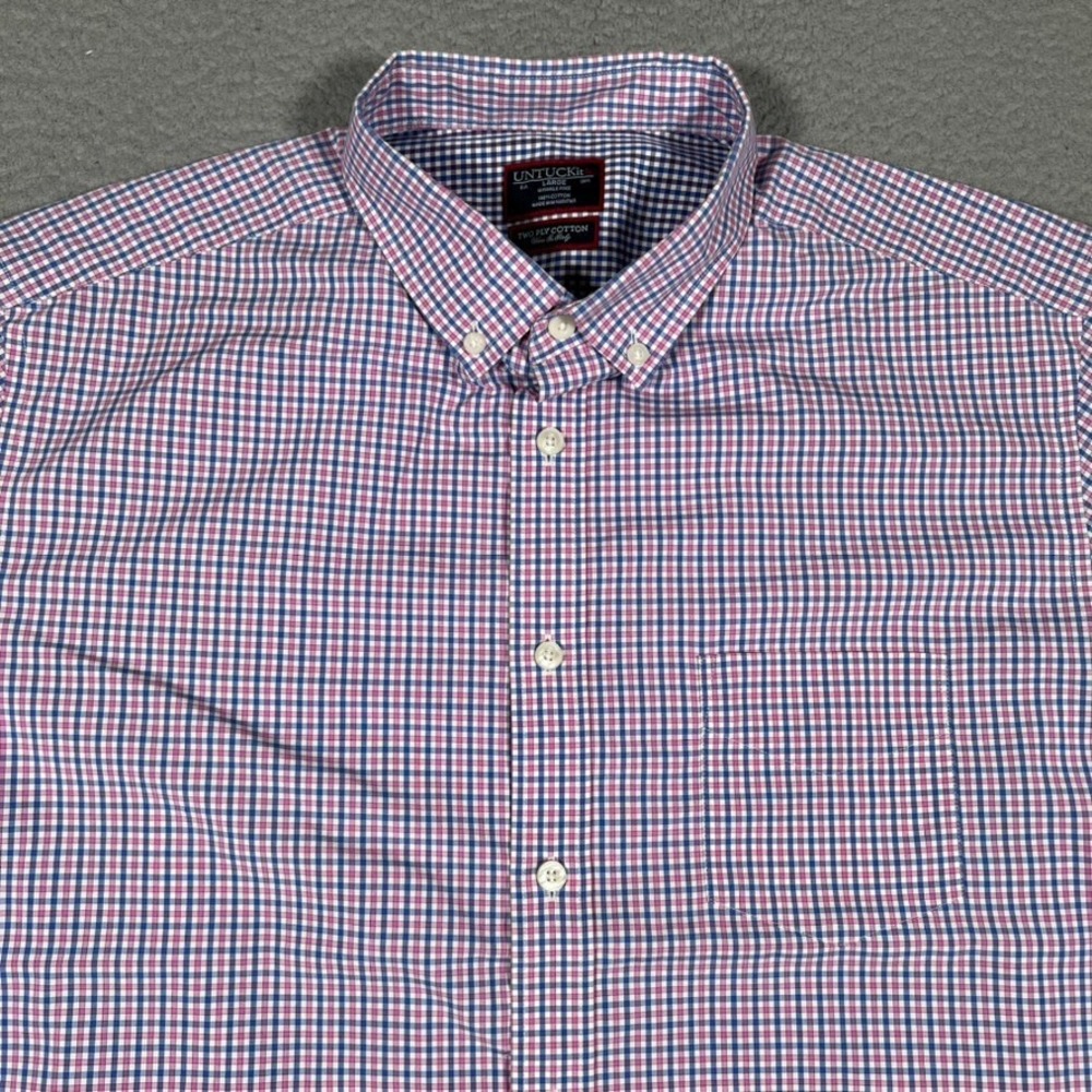 UNTUCKit Shirt Mens Large Plaid Monroeville Two Ply Cotton Button‎ Down Preppy
